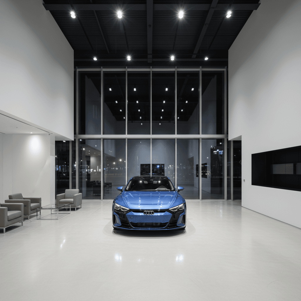 Prabangus automobilių salonas su prožektoriais