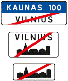Kelio ženklas Nr. 551 „Gyvenvietės pabaiga“